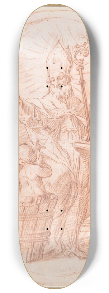 Giovanni Agostino Ratti - Saint Nicholas of Bari Resuscitating Three Children Discovered in a Tub of Brine 8.25 inch art skate deck