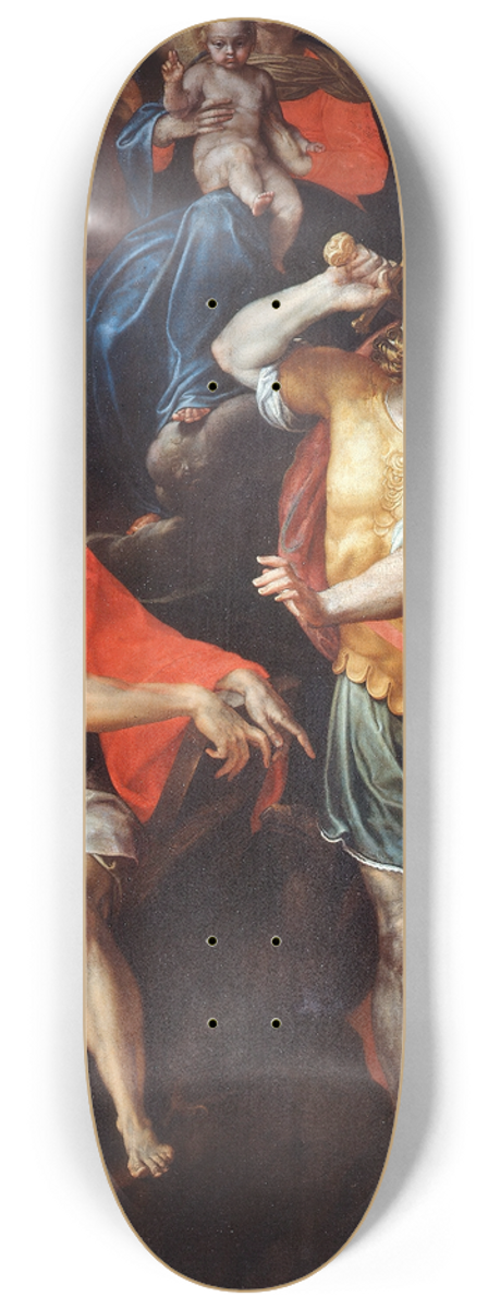 Giovanni Ambrogio Figino - Madonna and Child and St. John the Evangelist and St. Michael 8.25 inch art skate deck