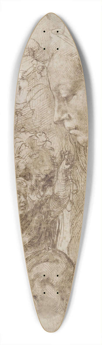 Michelangelo - Studies for a Holy Family 39.3 inch art pintail longboard deck