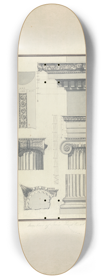 Giovanni Battista Borra - Members of an Ionic Temple at Teos 8.25 inch art skate deck