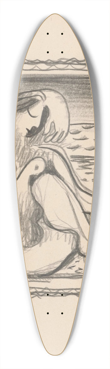 Mikul Galanda - tdia obrazu sediaceho enskho aktu 39.3 inch art pintail longboard deck