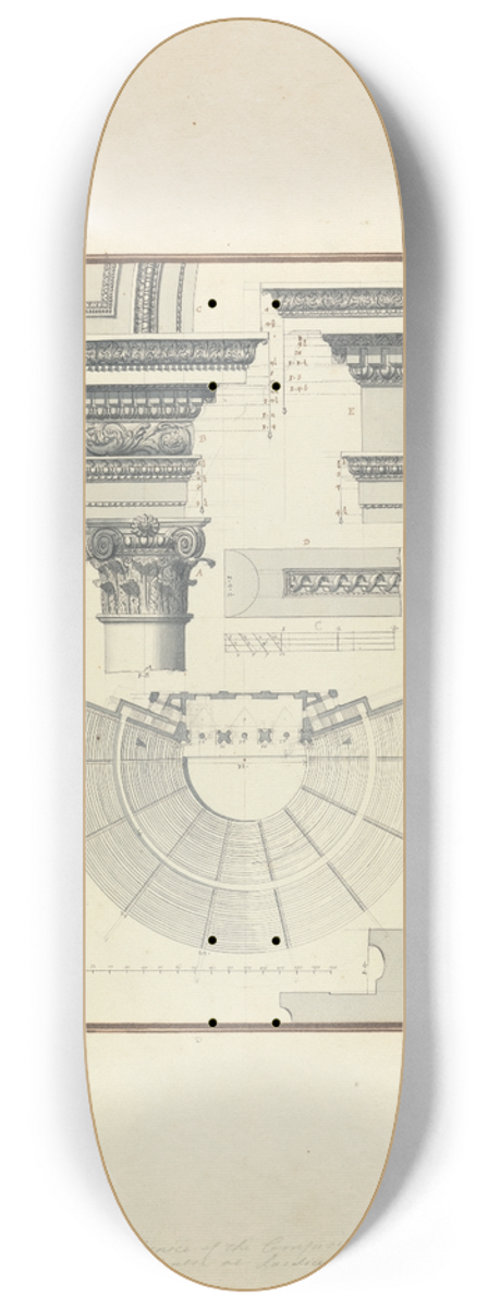 Giovanni Battista Borra - Plan of the Second Theater of Laodicea and Details of a Composite Order 8.25 inch art skate deck