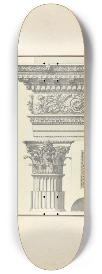 Giovanni Battista Borra - The Members of a Corinthian Temple in Ruins at Ephesus 8.25 inch art skate deck