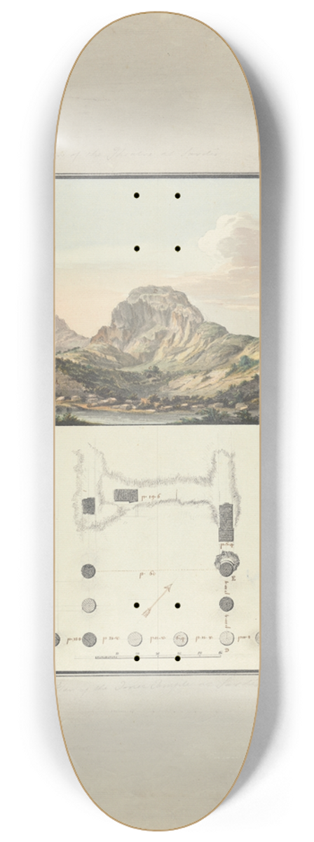 Giovanni Battista Borra - View of the Theater and Plan of the Ionic Temple at Sardis 8.25 inch art skate deck