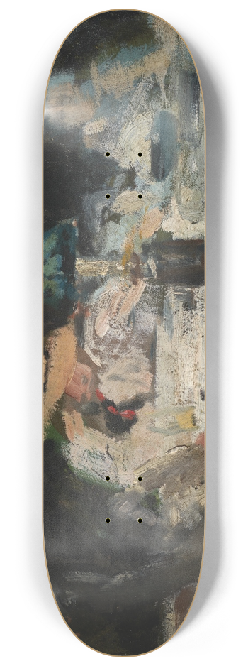 Alexandre Falguire - Figures Seated Around a Lamp 8.25 inch art skate deck