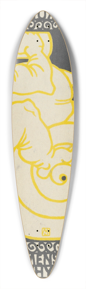 Moriz Jung - Maxi the Ichthyosaurus Turned Man 39.3 inch art pintail longboard deck