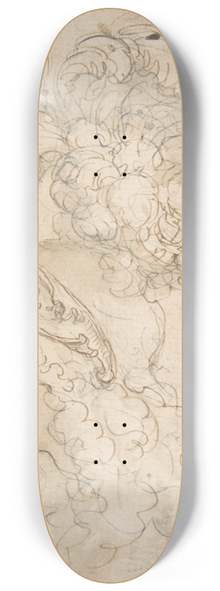 Giovanni Battista Foggini - Design for a Helmet with an Elaborate Plume 8.25 inch art skate deck
