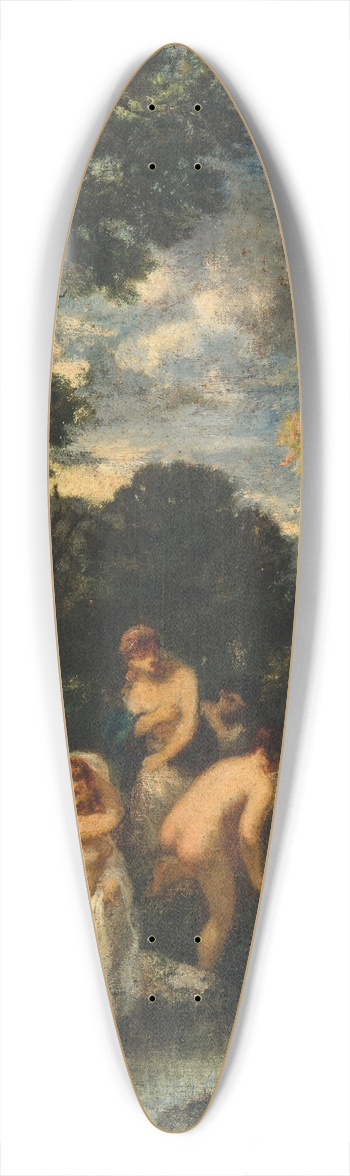 Narcisse-Virgile Diaz de La Pea - Bathers in a forest stream 39.3 inch art pintail longboard deck