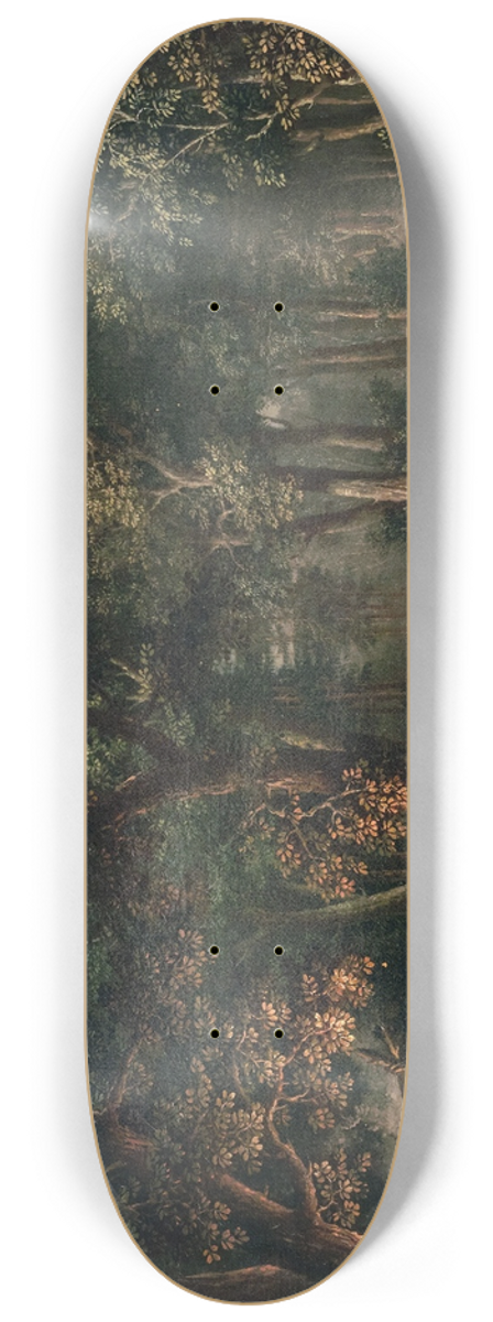 Giovanni Battista Innocenzo Colombo - Figures by an encampment in a nocturnal landscape 8.25 inch art skate deck