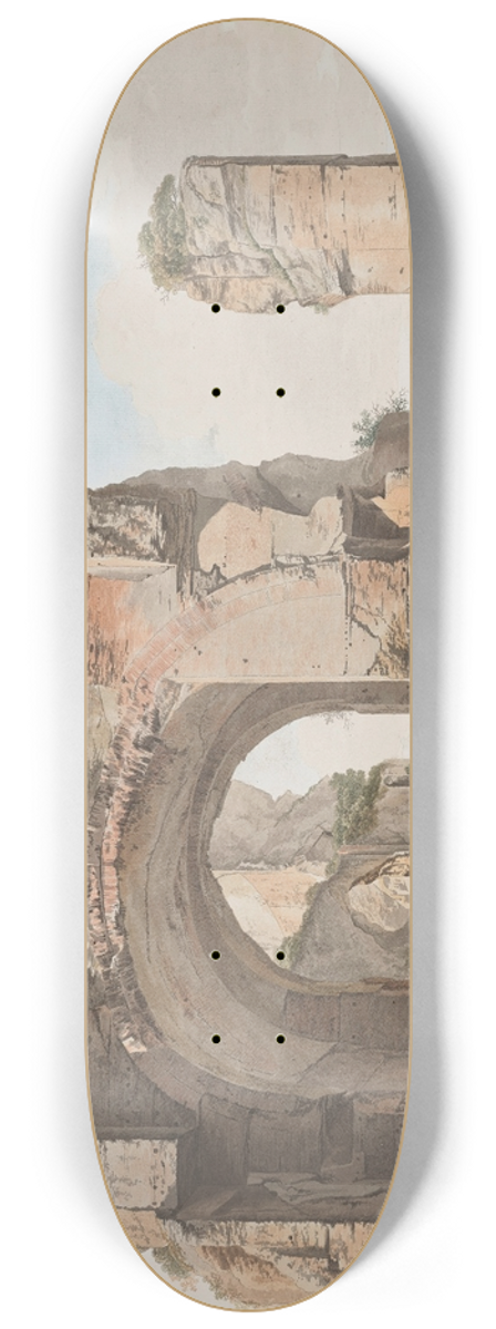 Giovanni Battista Lusieri - A view of the ruins of the Baths of Caracalla 8.25 inch art skate deck