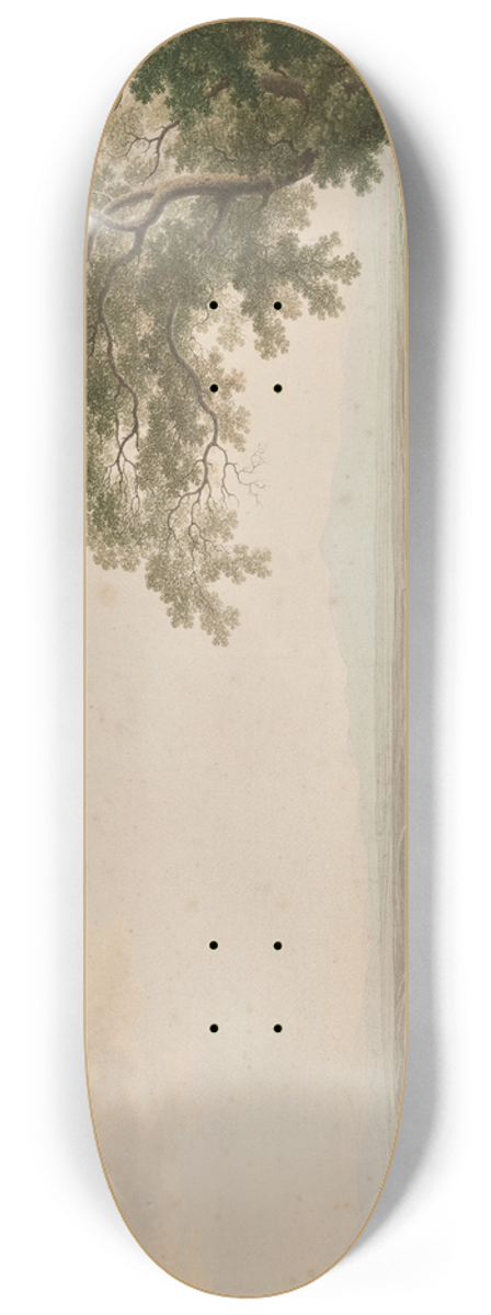Giovanni Battista Lusieri - A view of the Tiber Valley towards the North from Monte Mario 8.25 inch art skate deck