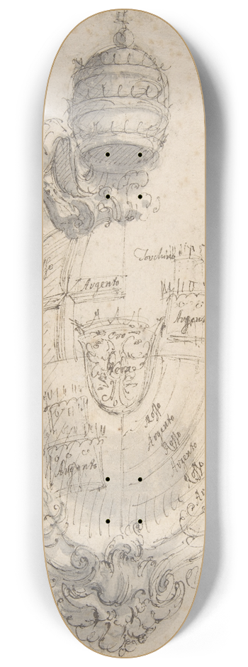 Giovanni Battista Piranesi - Coat of Arms of Clement XIII (Rezzonico) 8.25 inch art skate deck