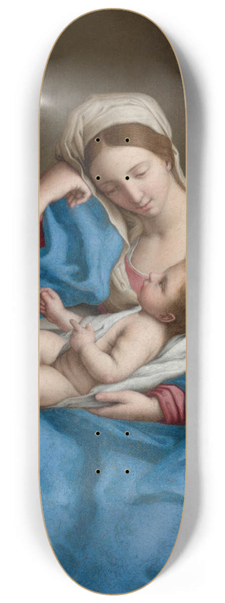 Giovanni Battista Salvi da Sassoferrato - Madonna With The Infant Christ Child Holding A Goldfinch On A String 8.25 inch art skate deck