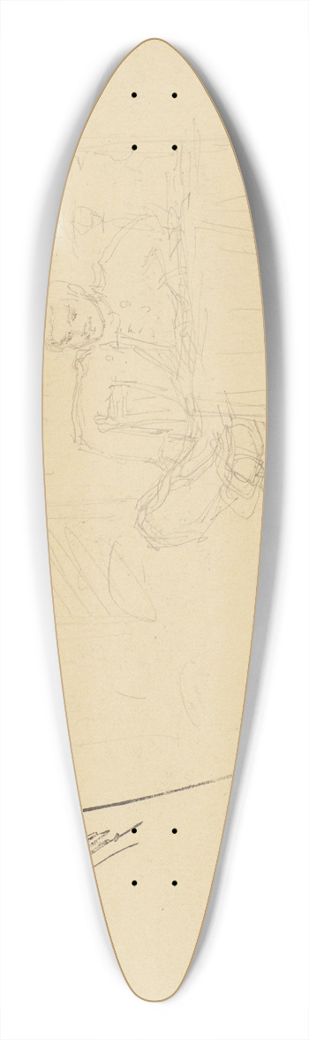 Niels Skovgaard - Forarbejde til samme illustration som recto 39.3 inch art pintail longboard deck