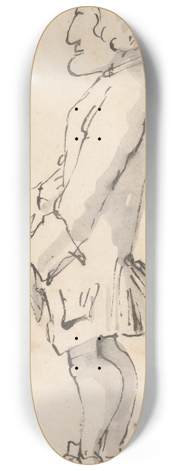 Giovanni Battista Tiepolo - Caricature of a Man Carrying a Stick, Standing in Profile to the Left 8.25 inch art skate deck