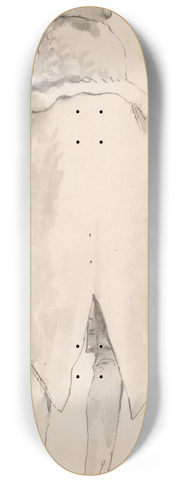 Giovanni Battista Tiepolo - Caricature of a Man Wearing a Wig and a Tricorne, Seen from Behind 8.25 inch art skate deck