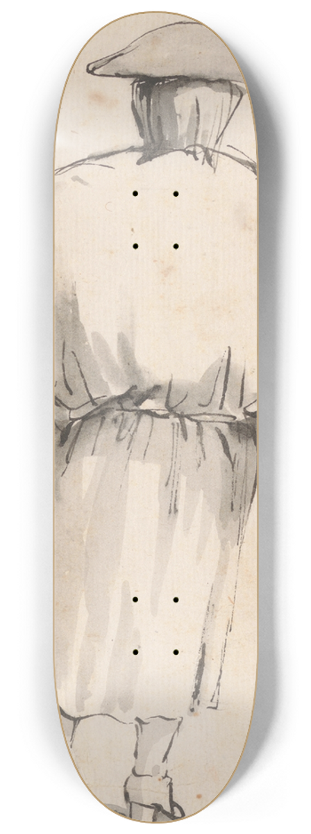 Giovanni Battista Tiepolo - Caricature of a Person in a Voluminous Gown, Seen from Behind 8.25 inch art skate deck