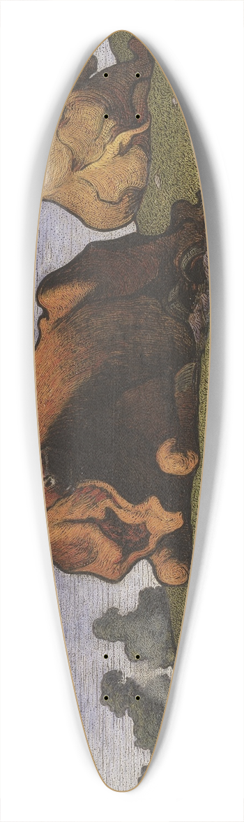 Nils Kreuger - Resting Cows. Motif from land 39.3 inch art pintail longboard deck