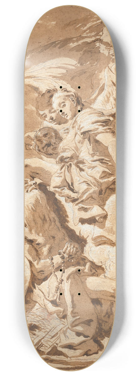 Giovanni Battista Tiepolo - Saint Jerome in the Desert Listening to the Angels 8.25 inch art skate deck