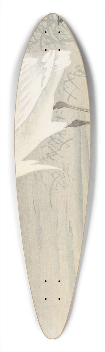 Ohara Koson - Little egret. 39.3 inch art pintail longboard deck