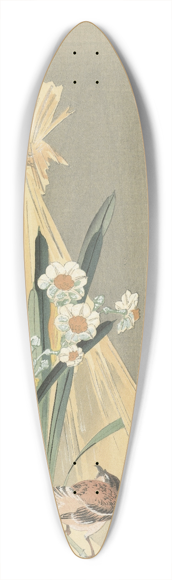Ohara Koson - Songbird at hay bundle 39.3 inch art pintail longboard deck