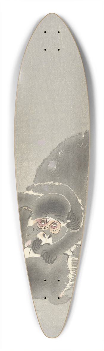 Ohara Koson - Two monkeys playing 39.3 inch art pintail longboard deck