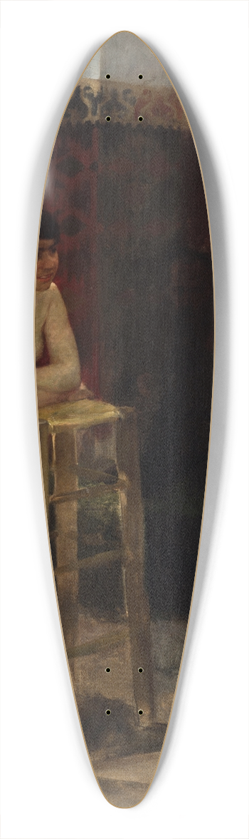 Oscar Bjrck - Female model in a studio 39.3 inch art pintail longboard deck