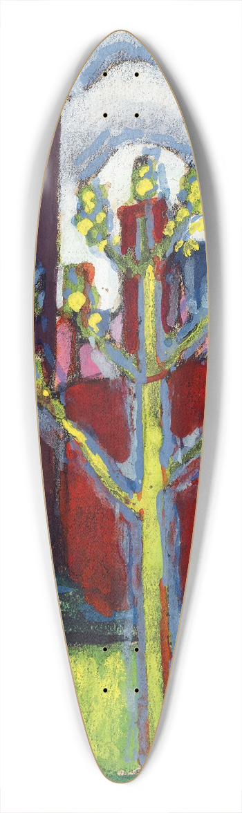 Oscar Bluemner - Young Tree in Red Courtyard 39.3 inch art pintail longboard deck
