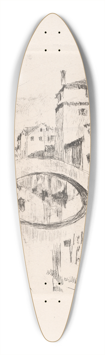 Otto Henry Bacher - Bridge in Moonlight 39.3 inch art pintail longboard deck
