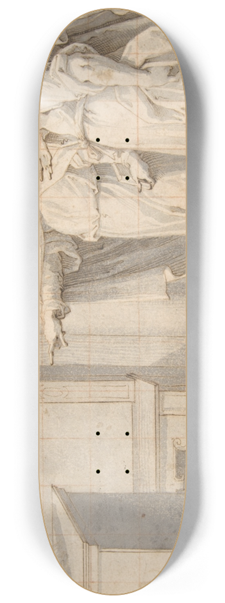 Giovanni Battista Trotti - A Male Saint Followed by a Group of Men, Pointing to a Monstrance on an Altar 8.25 inch art skate deck