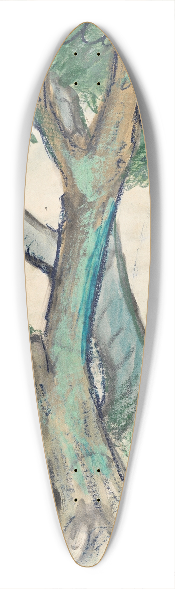 Otto Mueller - Landschaft mit Bumen im Vordergrund 39.3 inch art pintail longboard deck