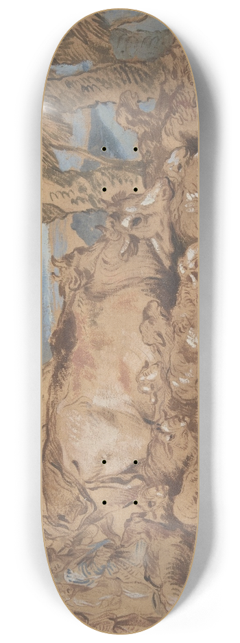 Giovanni Benedetto Castiglione - Pastoral Scene; Nomads with Sheep and Cattle 8.25 inch art skate deck