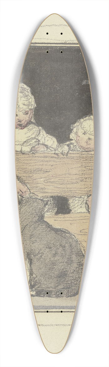 Otto Scholderer - Zwei Kinder am Zaun mit einer Katze 39.3 inch art pintail longboard deck