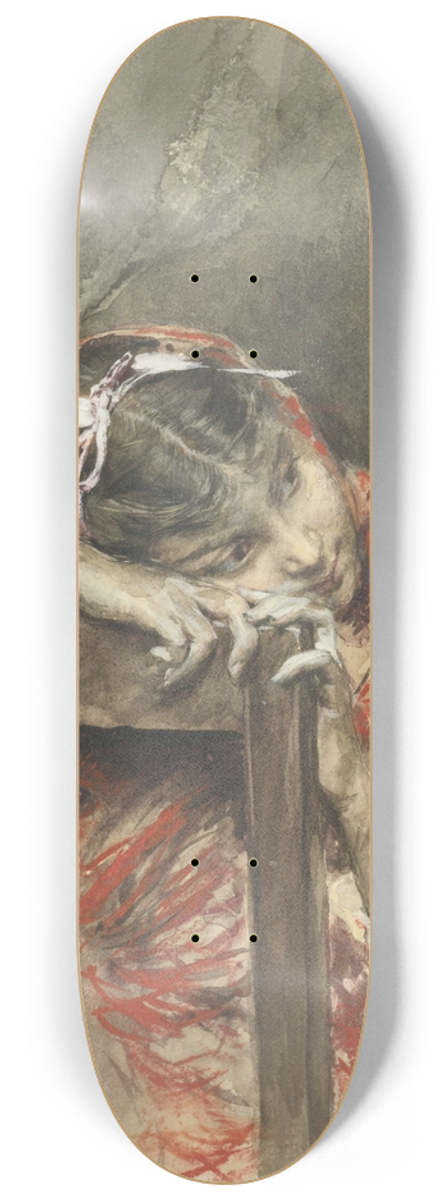 Giovanni Boldini - A Girl Wearing a Red Shawl 8.25 inch art skate deck