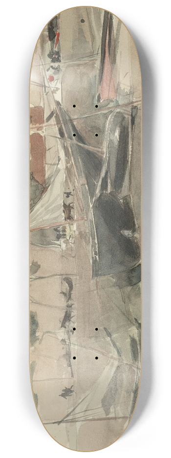 Giovanni Boldini - Moored Boats 8.25 inch art skate deck