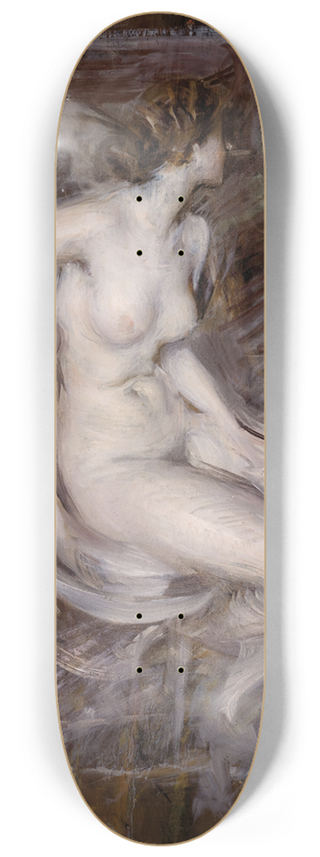 Giovanni Boldini - Nudo di Giovane Seduta (Nudo color perla) 8.25 inch art skate deck