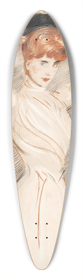 Paul Csar Helleu - An elegant lady wearing a hat 39.3 inch art pintail longboard deck