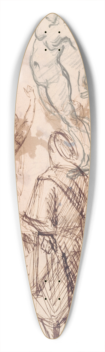 Paul Czanne - Sheet of Studies 39.3 inch art pintail longboard deck