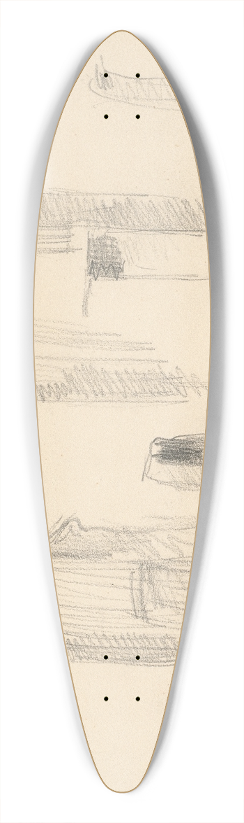 Paul Czanne - Study of Houses 39.3 inch art pintail longboard deck