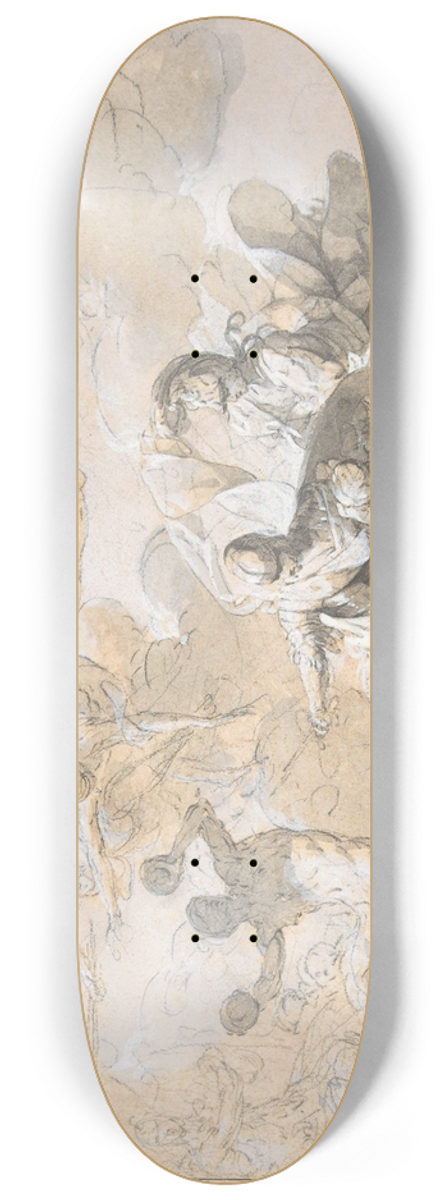 Giovanni Domenico Ferretti - Ceiling Decoration with Mars, Minerva, and a Dancing Satyr 8.25 inch art skate deck