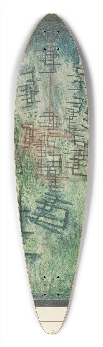 Paul Klee - Lichtung E (Clearing E) 39.3 inch art pintail longboard deck