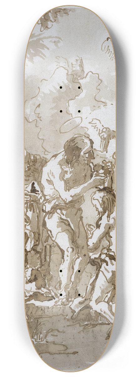 Giovanni Domenico Tiepolo - Baptism of Christ in the Jordan 8.25 inch art skate deck