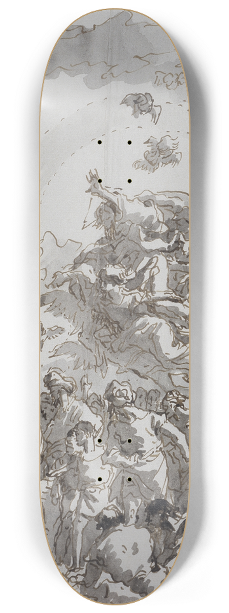 Giovanni Domenico Tiepolo - Baptism of Christ in the Jordan 8.25 inch art skate deck