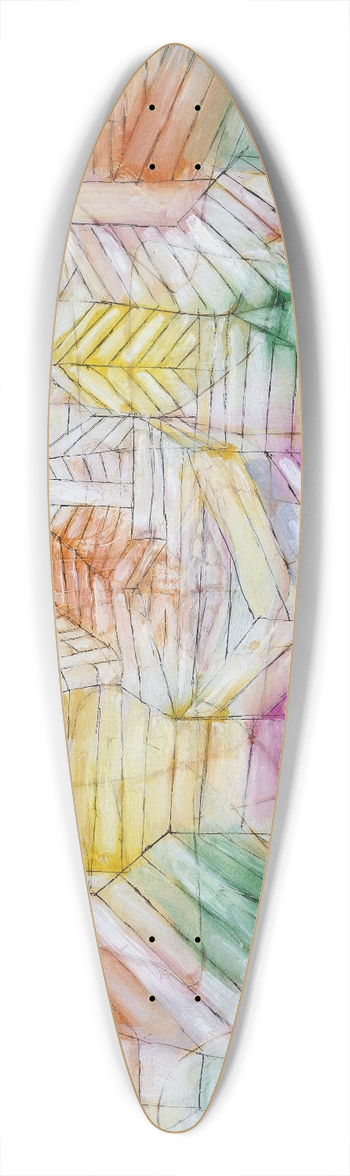 Paul Klee - Theater-Mountain-Construction 39.3 inch art pintail longboard deck