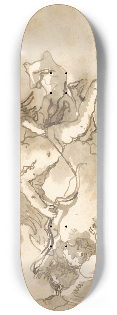 Giovanni Domenico Tiepolo - Cupid Blindfolded, on a Cloud Supported by Two Attendant Putti 8.25 inch art skate deck