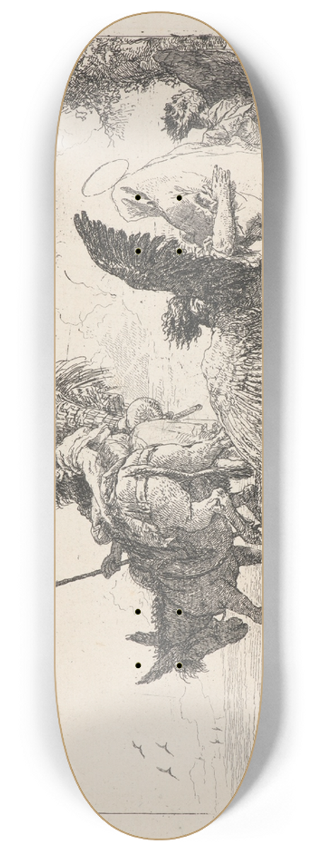 Giovanni Domenico Tiepolo - The Flight, with Madonna at Right Supported by Angels 8.25 inch art skate deck