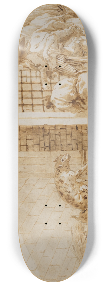 Giovanni Domenico Tiepolo - The Leopards Cage at the Menagerie 8.25 inch art skate deck