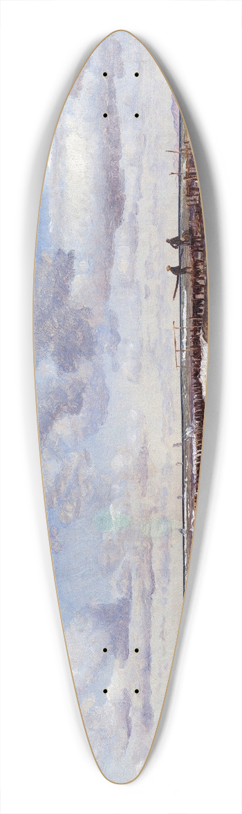 P. C. Skovgaard - Beach at Hellebk 39.3 inch art pintail longboard deck