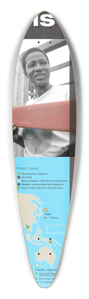 Peace Corps - Crisis Corps 39.3 inch art pintail longboard deck