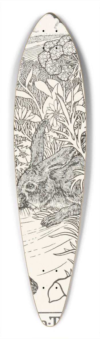 Percy J. Billinghurst - The Hare and the Partridge 39.3 inch art pintail longboard deck